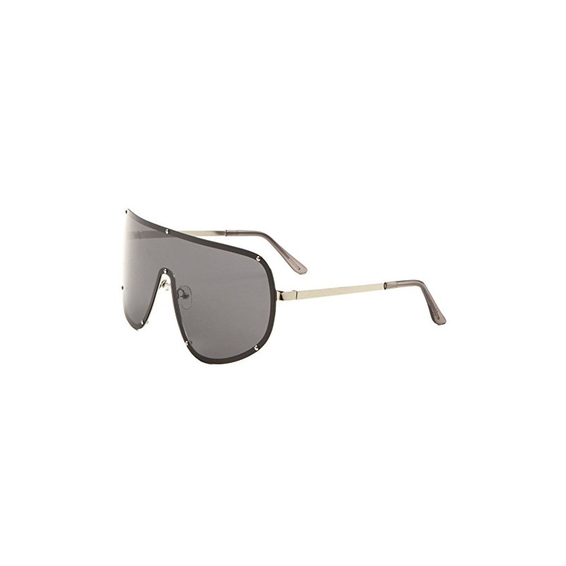 Dweebzilla Macho Man Oversized Shield Wrap Around Sunglasses (Silver Metallic