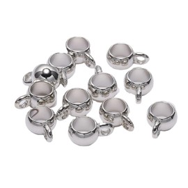 50pieces of Bail Release Beads, Sliding Charm Carriers, Hangers, Hanging Links, Alloy Column spacing Beads for Jewelry Making DIY Bracelets, Necklaces, Process Accessories, 8mm Holes(Silver Plated)