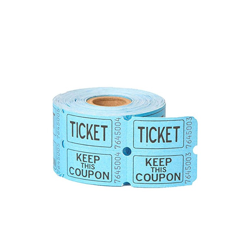 Unique Ticket Rolls, Paper, Red, Green, or Blue, 2"