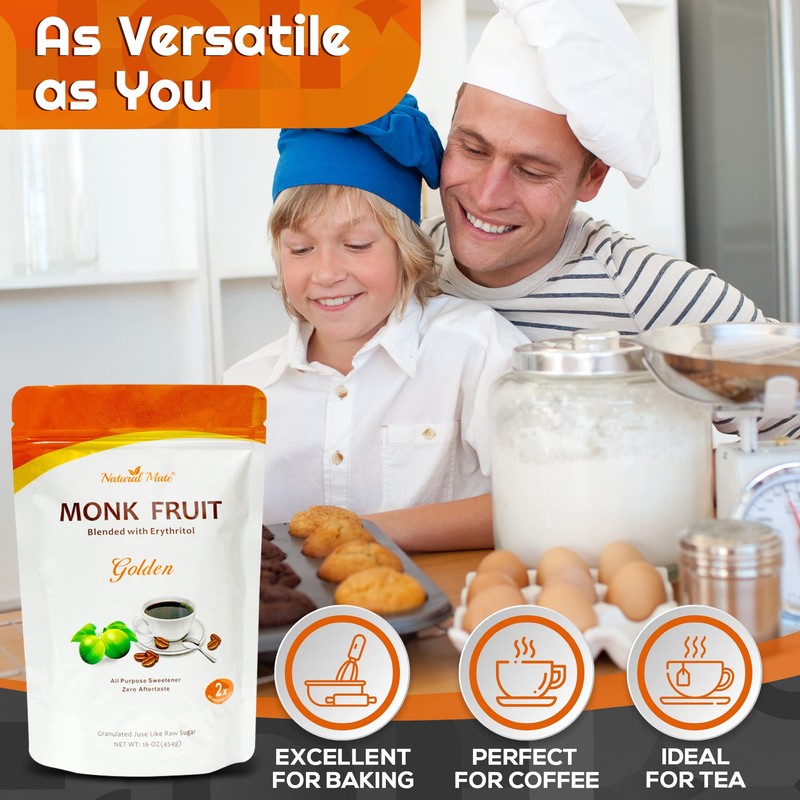 Monk Fruit Zero Calorie Sweetener (2x Sugar Sweet, Golden), 16