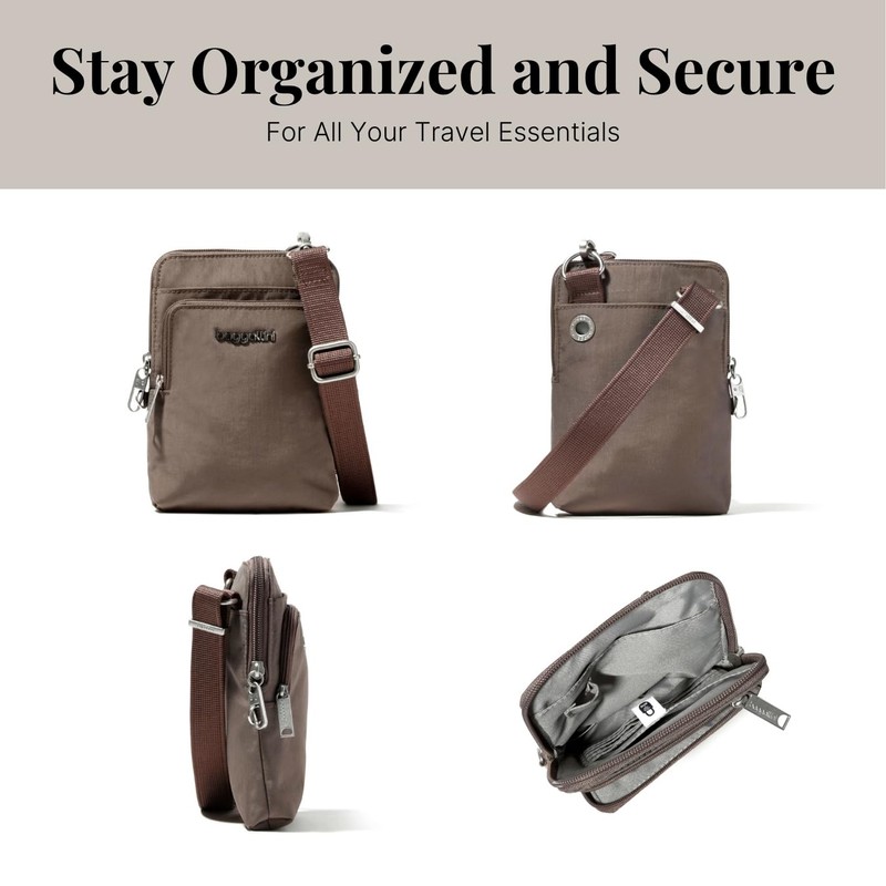 Baggallini Damen Theft Activity Crossbody Bag Securtex Anti-Diebstahl-Umhängetasche, Portobello