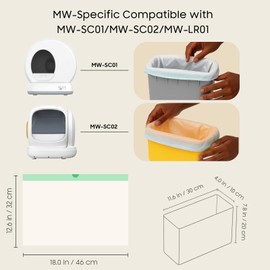 150 Count MeoW Cat litter bags Liners Fit For Self-cleaning Cat Litter Box MW-SC01 MW-SC02 MW-LR01,Tear-free Leak-proof 18" x 12.6"