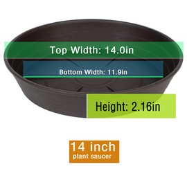 LWALRS Plant Saucer 14 Inch 2 Pack 6 8 10 12 14 16 18 20 25, Plastic Plant Trays for Pots，Extra-Deep Plant Water Dray Tray, Bird Bath Bowl, Heavy Flower Plant Saucers Indoors and Outdoor No Holes