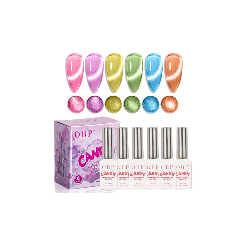 Obp Gama Efecto Ojo De Gato Gel Semipermanente 6pzas 12ml
