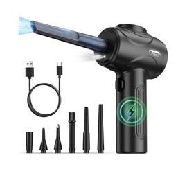 Electric Compressed Air Duster for Computers, 100000RPM Powerful Air Duster for PC/Keyboard/Car/Electronics,3 Power Speeds Air Blower with LED (Black)