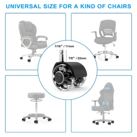 Office Chair Caster Wheels (Set of 5),Heavy-Duty Chair Wheels Support 2200lbs,Mute Rubber Chair Casters for Hardwood Floors and Carpet,2 Inch Universal Fit (Black)