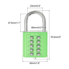 PATIKIL 10 Digit Button Combination Lock, 3 Pack 5 Position Locking Mechanism Push Button Security Digital Lock for Gym Sports Locker, Green