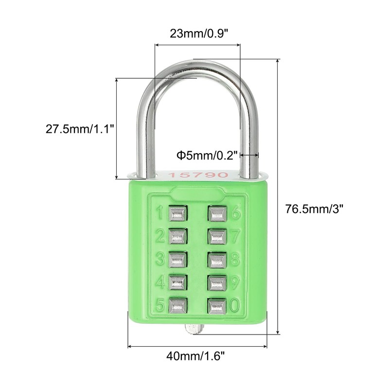 PATIKIL 10 Digit Button Combination Lock, 3 Pack 5 Position