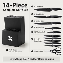 Astercook Juego de cuchillos con diseño de cachemira con tapa, cuchillos coloridos aptos para lavavajillas con 6 fundas de cuchillos, juego de cuchill