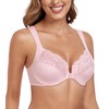 Lemorosy Wide Strap Front Closure Bra Lace Full Figure Underwire(Pink