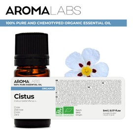 BIO - CISTUS Essential Oil - 5mL - 100% Pure, Natural, Chemotyped and AB Certified - Aroma Labs (French Brand)