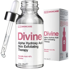 Mandelic Acid Clearing Serum for Acne Scars, Folliculitis, Aging Skin, Dark Spots - 40% Mandelic Acid Peel AHA Liquid Exfoliant, Clinical Grade Facial Peeling Solution