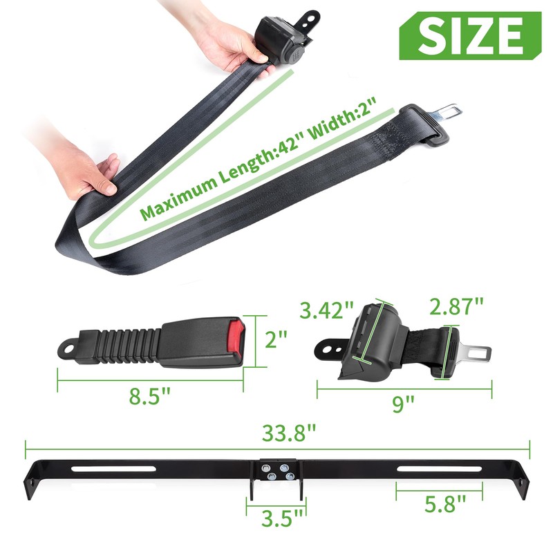 10L0L Universal 2 Passenger Golf Cart Seat Belt Bracket Kit