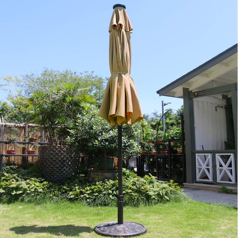 Sunnyglade 9' Solar LED Lighted Patio Umbrella with 8 Ribs/Tilt