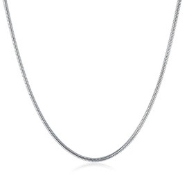 INFINIQUE CREATIONS Stainless Steel Silver Round Snake Chain Necklace Men Women 1mm to 3mm 7" to 30" (18, 2.5mm, Silver)