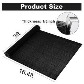 foriy Drainage Floor Mat 3x16.4Ft Non Slip Commercial Mats 1/5'' Thick PVC Rubber Mesh Hollow Mat Entrance Mat for Wet Area Kitchen Swimming Pool Bathroom Washroom Restaurant Garage(Black, 3x16.4)