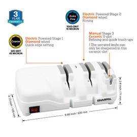 SHARPAL 198H Electric Knife Sharpener, Premium Durable Monocrystalline Diamond Wheels, Professional Knife Sharpening for All Knives–Japanese, Chef's, and Pocket Knives, Quick & Effortless Razor-Sharp