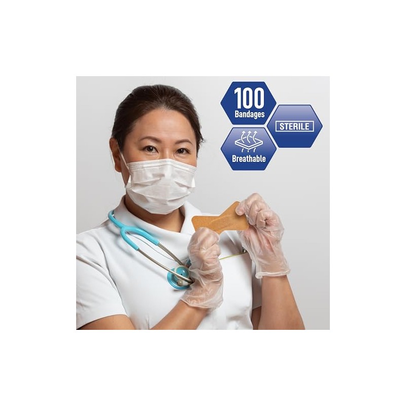 MED PRIDE Sterile Fingertip Fabric Bandages - 100 Count