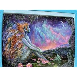 Leanin’ Tree Josephine Wall  Mermaid Pool HB Glitter Greeting Card  Matching Envelope