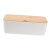 STOBAZA White Cable Management Box Wooden Cover Household Cord Organizer