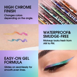 Corlo Glitter Liquid Eyeliner Multichrome Eyeshadow Waterproof Long Wearing, Blue Purple Shifting Colorful Multi-Reflective Eye Shadow Metallic Eyeshadow Glitter Eye Liner Smudge-proof (0-4)