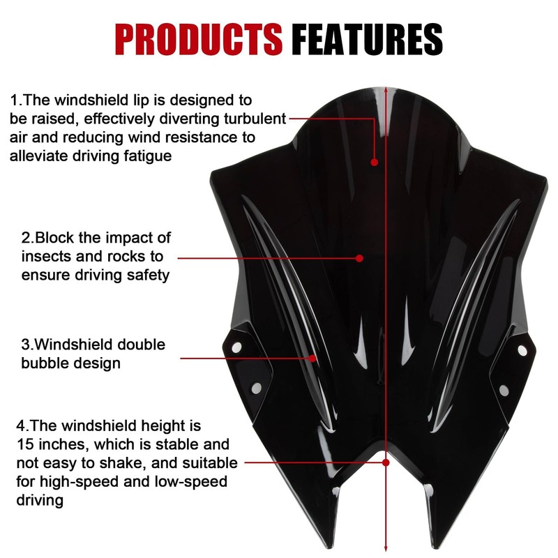 Windshield for NINJA500 SE 2024 2025, PSLER Windscreen Double Bubble