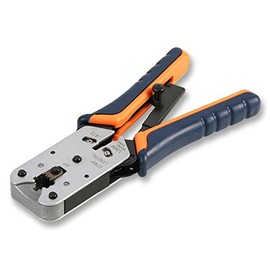 Crimp Tool, Rj45, Crimp Tool Type Ratchet, for Use with Modular Plug Connectors, Colour Blue/Orange Handles, Crimp Application Rj45 Modular Plugs, Length 195mm, Weight 380G