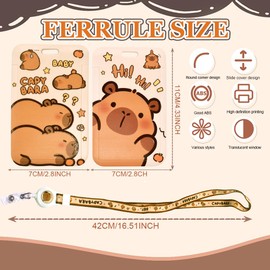 Capybara ID Card Holder with Strap, Capybara Card Holder ID with Lanyard Extendable, Retractable Badge Reel, Removable Name Plate Clips, Neck Lanyard Strap, Teacher Office Gifts, Pack of 2