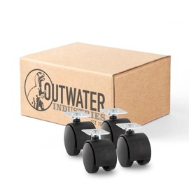 2" Wheel Diameter | Black Nylon Swivel Hooded Samson Twin Wheel Caster | 1-1/2" Square Top Plate | Installed mounting height: 2-9/16'' | 4 Pack