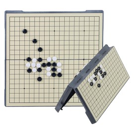 KOKOSUN Go Game Set 19x19, Travel Folding Board Game, Magnetic Plastic Go Stones with Storage Box, Strategy Game for Kid & Adult (28 Centimeter)