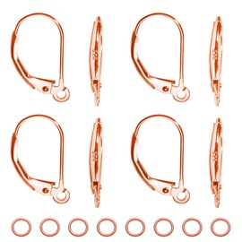 TOAOB 8pcs 925 Sterling Silver Leverback French Earring Hooks Hypoallergenic Dangle Earwire Findings Rose Gold 16X9mm with Jump Rings for Jewelry Making