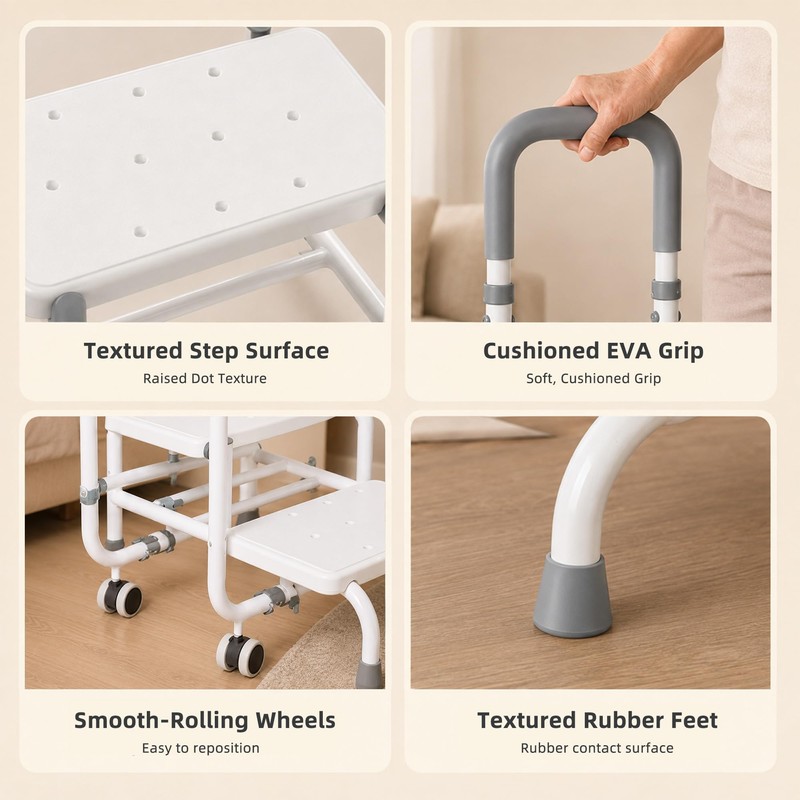 NnsZenith Adjustable Heavy Duty White Color Step Stool with Adjustable