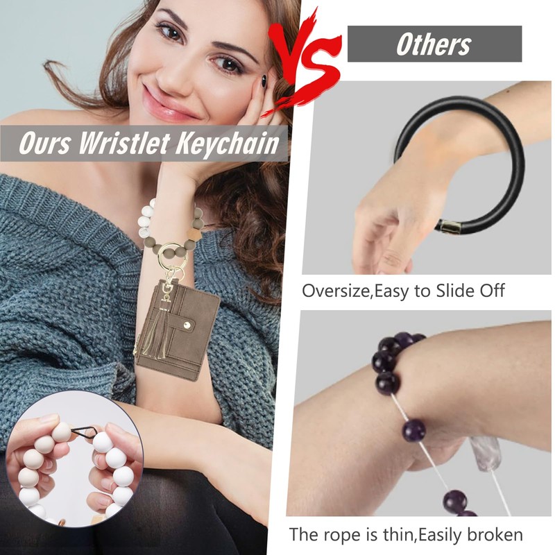 KNGITRYI Wallet Keychain Wristlet for Women,Slim RFID Credit Card Holder