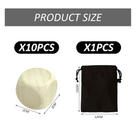 10 Blank Dice with 1 Storage Bag, Wooden Dice, Play Dice, Suitable for Crafts, DIY, Maths, Board Games etc. (20 mm)