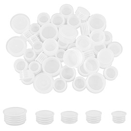 50 Pcs 5 Size Salt and Pepper Stoppers Plugs Plastic Salt Shaker Plug Stopper for Bottle Opening Size 14/16/18/19/24 mm Replacement Plug Bottle Caps Reusable Clear Round End Cap for Bottles