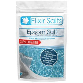 Elixir Salts - Epsom Salts, Medical Grade Spa Bathing in a re-sealable Stand up pouch + 25% FREE Best Value available (500g + 125g Free)……