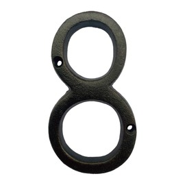 BetLight 5.5 Inch High Cast Iron House Number, Solid Home Address Numbers, Elegant Black Brown Finished, Easy Install With Matching Screws, Number 8