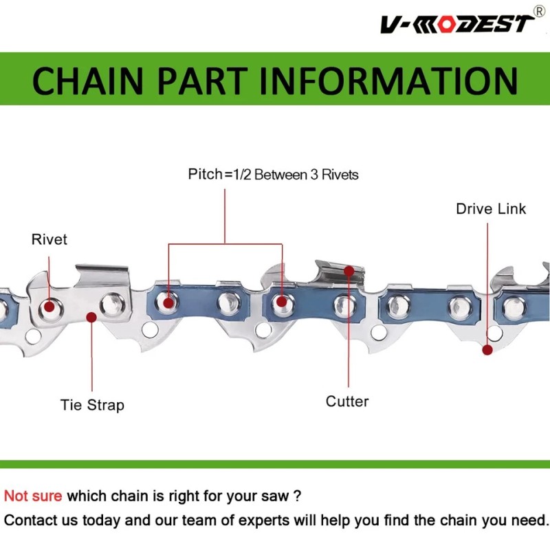 V-MODEST 10" Chainsaw Chain For Atlas 40v Cordless Pole Saw