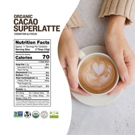 Sunfoods Cacao Superlatte - Mushroom Coffee, Mushroom Cocoa, Chocolate Mushroom Powder, Cocoa Powder Drink, Coffee Alternative, Adaptogens, Antioxidants & Functional Mushrooms, Organic - 6 Oz Bag