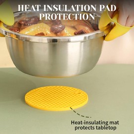 3-Piece Set Kitchen Hot Plate Gripper Anti-scalding Bowl Clip Anti Scalding Hot Plates Gripper for Home Kitchen Cooking Plate or Bowls Moving Yellow