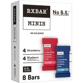 RXBAR Minis Protein Bars, Gluten Free Snacks, Breakfast Snacks, Variety Pack, 7.3oz Box (8 Bars)