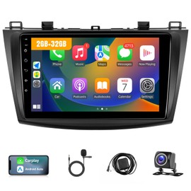 Leadfan Car Stereo for Mazda 3 2009 2010 2011 2012 2013 Radio with Wireless Carplay Android Auto,9 Inch Touch Screen, Bluetooth,GPS,WiFi,SWC,Backup Camera