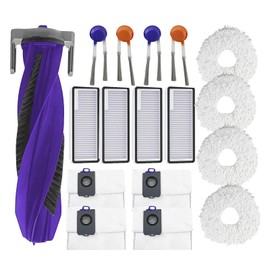 Replacement parts Compatible with Narwal Freo Z10 Ultra/Z10 Robot Vacuum Cleaner Accessories ; 1 Main Brush, 4 HEPA Filters, 4 Mop Pads, 4 Dust Bags, 4 Side Brush, 17 Pcs Kit