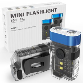 COOZAMING Rechargeable EDC Clip Keychain Flashlight, Pocket Small Mini Flashlights 1500 Lumens, 10 Modes 2 Illumination Angles, USB C Charging Magnetic for Home, Emergency, Night Working, 2 Pack, Blue