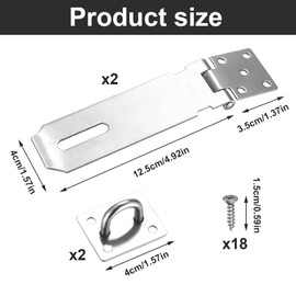 XHYASD 2 Pcs Padlock Hasp and Staple, 5 Inch Stainless Steel Shed Door Lock, Security Hasp for Doors Windows Cabinets Pet Cages