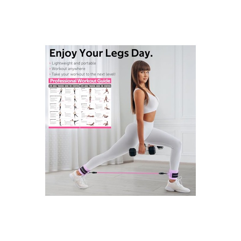RENRANRING Ankle Resistance Bands with Cuffs, Exercise Bands for Legs