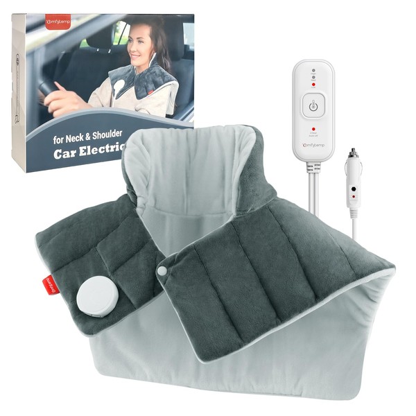 Car Electric Blanket for Neck and Shoulder, Comfytemp Heated Car Blanket with 3 Heat Setting, 2H Auto-Off, Heated Neck Shoulder Wrap for Pain Relief,12V/24V Heated Throw Blanket for Car, Camping