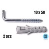 L Square Hook with M12 x 60mm Wall Plug (Pack