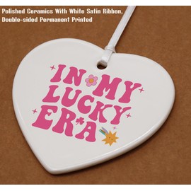 Lucky Era Pride Shamrock St. Patrick's Day Gift - Ceramic Heart Shaped Ornament