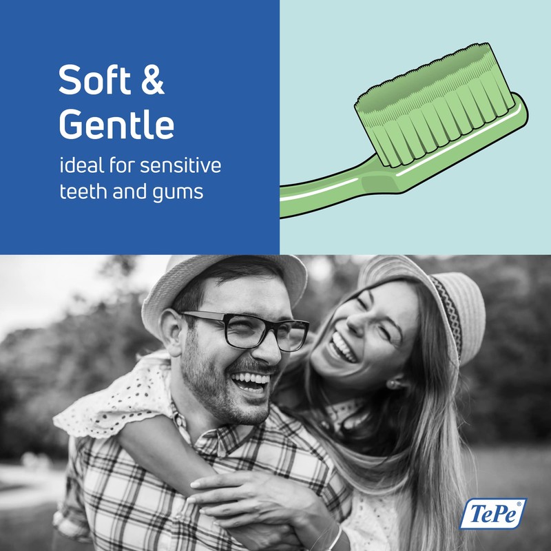 TEPE Good Soft-Bristle Toothbrush for Adults and Teens, Pack of